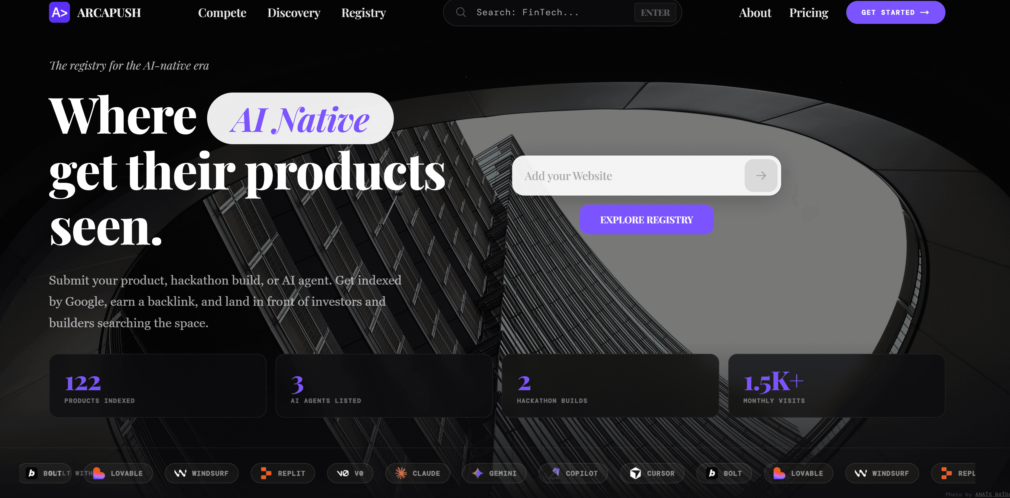 Arcapush product screen