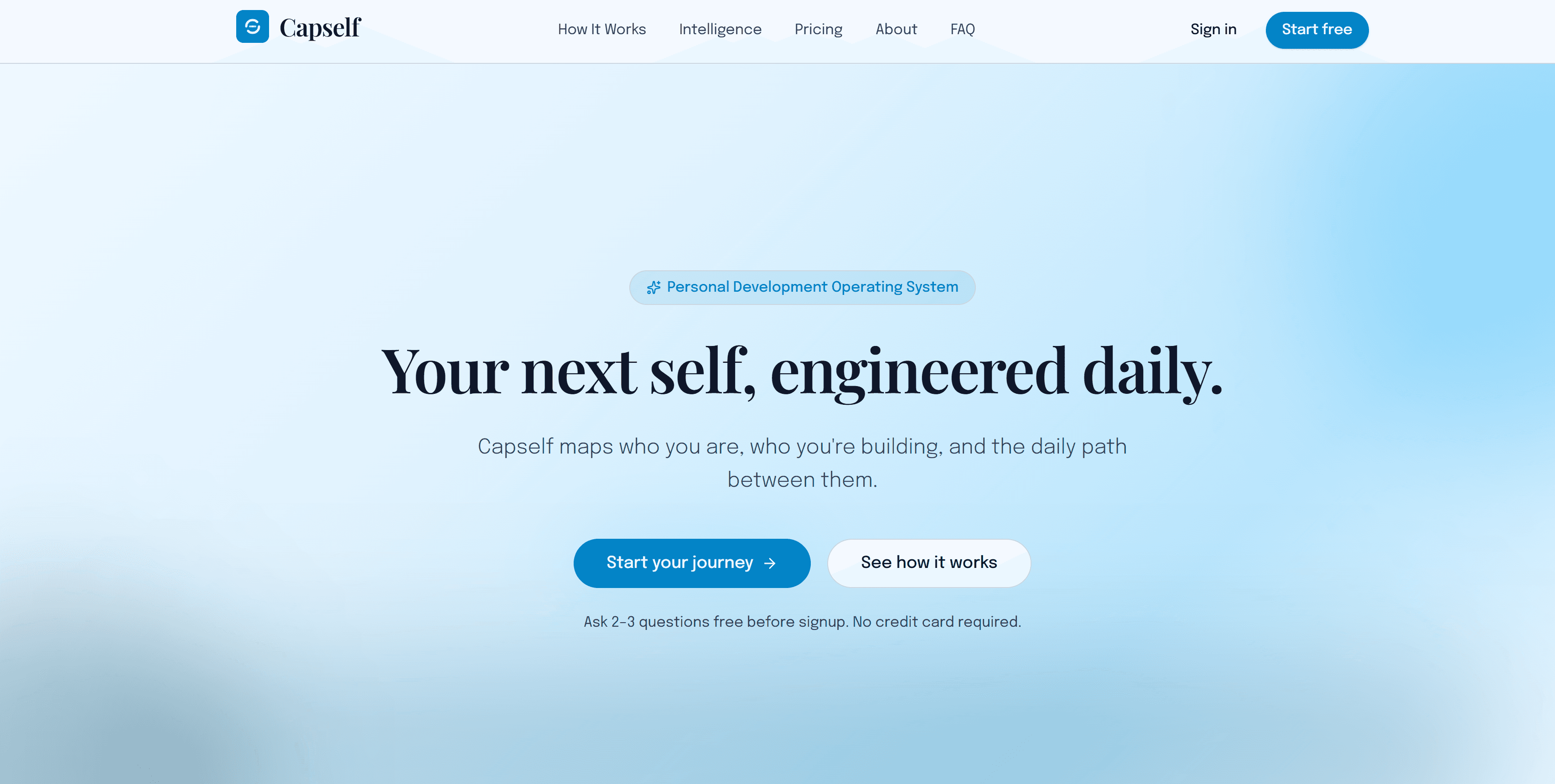 Capself product screen