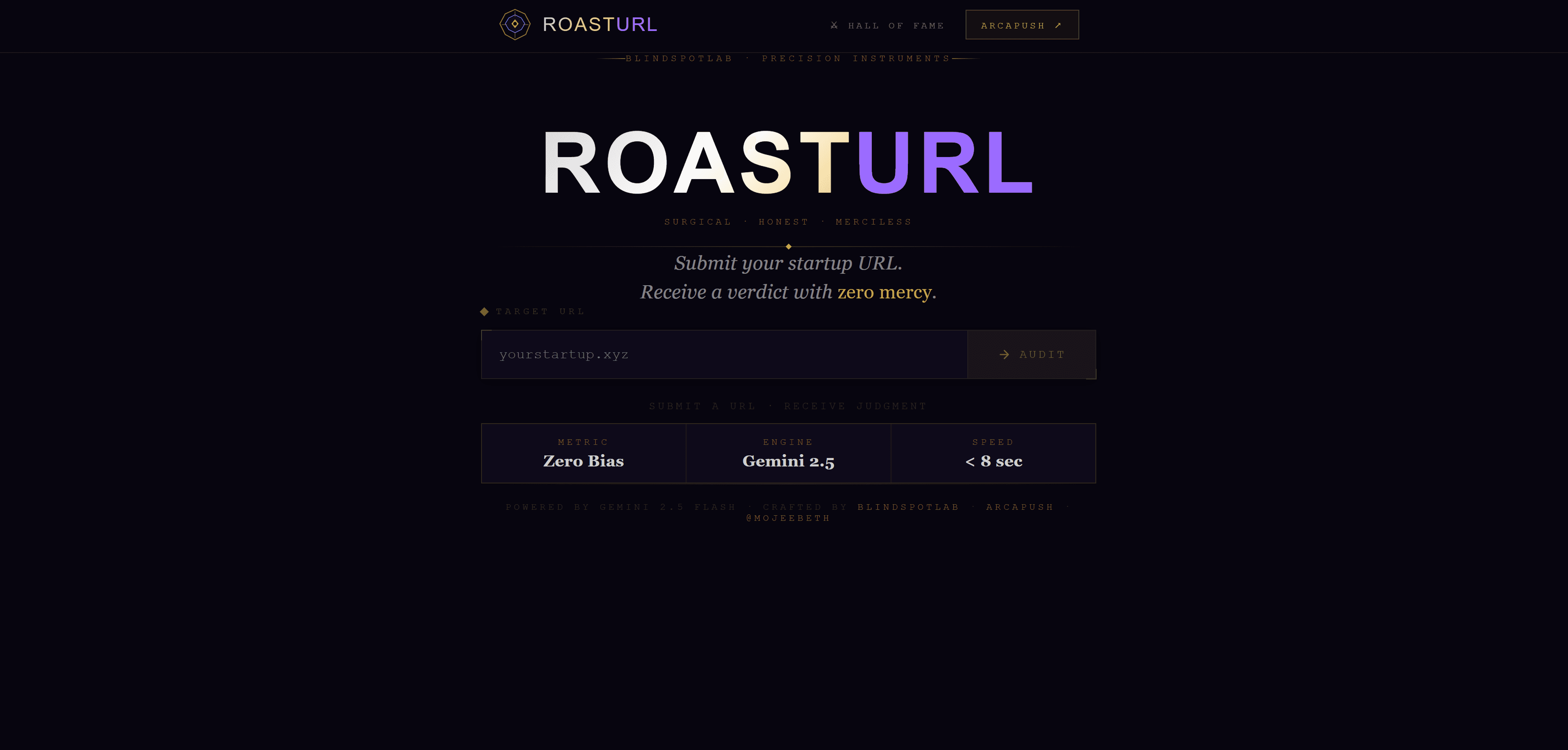 RoastUrl product screen