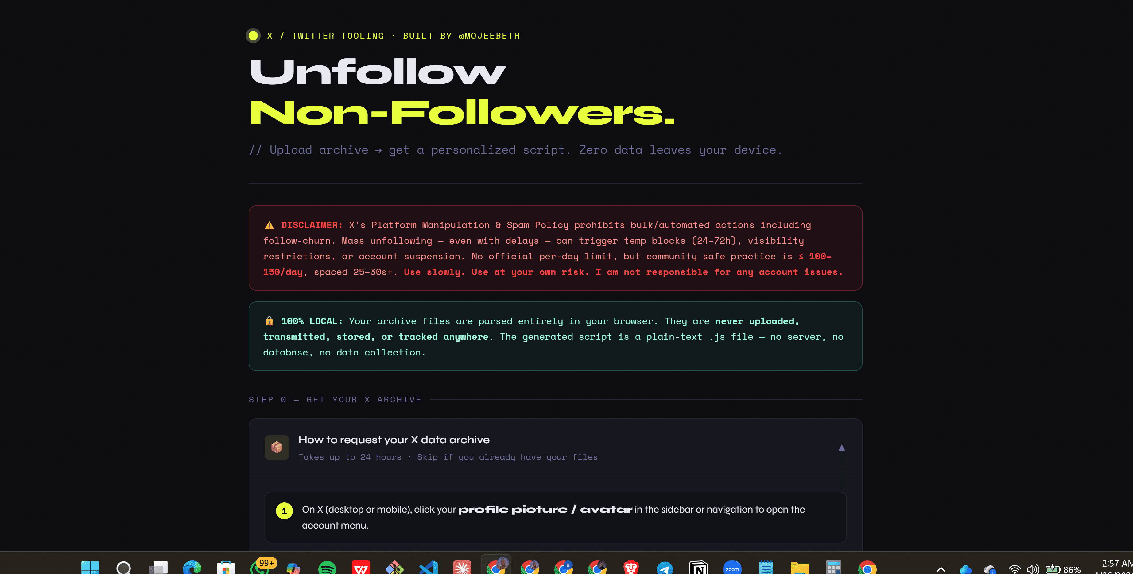 XUnfollow product screen